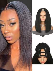 14inch/24inch U Part Synthetic Fiber Hair Wigs For Women Glueless Upgrade U Part Wigs Natural Color Straight Hair Wigs Beginner Friendly None Lace Front Wigs For Women Christmas New Year Carnival Music Festival Use