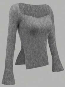 Blusa de punto acanalado sólida, cómoda y elegante para citas por la noche en primavera y otoño, Maija Mujeres, Blusas para Mujer, Atuendos de Festival, Ropa, Atuendos para Salir, Blusa de Ganchillo, Todo Blanco, Old Money, Ropa de Mujer de Otoño, Otoño, Ropa de Vuelta al Colegio