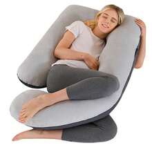 Pregnancy Pillow, J-Shaped Full Body Pillow, Nursing Pillow, Support And Pregnancy Pillow For Pregnant Women With Removable Cover - 灰/黑 - 查看 2
