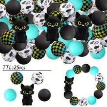 25 件 3D 树懒硅胶珠 - 可爱卡通大眼睛图案，耐用手工 DIY 钥匙扣配件，笔饰，多色硅胶人物珠，笔饰，有趣的设计，光滑的质地 - 新動物系列 - 查看 26