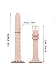 1 条女士皮革表带，兼容 Apple Watch Ultra/Se/8/7/6/5/4/3/2/1 表带，细腰设计，尺寸 38/40/41/42/44/45/49 毫米 - 淺粉紅+玫瑰金 - 查看 2