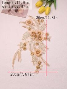 Handgefertigte 3D bestickte Perlenblumen Dekorative Applikationen, DIY Kleidungszubehör, Brautkleid Verzierungen, Größe: 30cm x 20cm