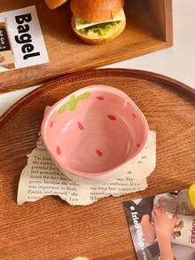 1pc/2pcs/4pcs/6pcs Creative Strawberry Ceramic Dipping Sauce Dish, Cute Serving Plate For Condiments, Snacks, Appetizers, Home Use
