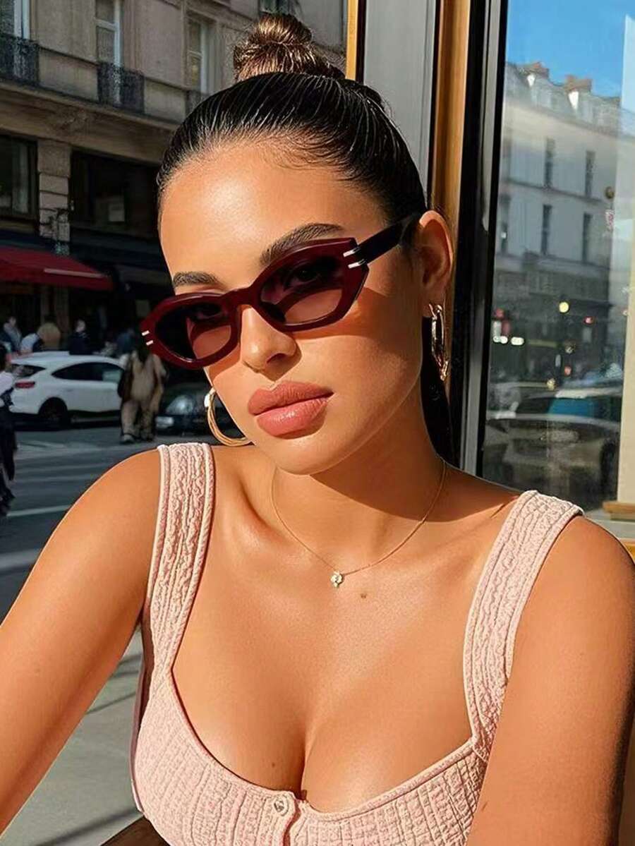 1 Stück Retro rote Brille für Damen, geeignet für täglichen Ausgang, Fotografie, Autofahren, Strand, Urlaub