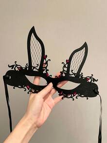 1 件万圣节服装派对面具，彩色黑红玫瑰蕾丝兔子蜘蛛网耳罩面罩，摄影道具，哥特式蕾丝面具，性感内衣配饰
