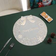 4/6PCS Creative Christmas Western Style Table Mat, Household Desktop Circular Waterproof And Heat-Resistant Table Mat, Hot Stamping Table Mat And Thermal Insulation Mat - Multicolor - View 7