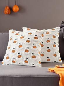 1 件可爱鬼魂提花枕套，万圣节装饰，45x45 厘米靠垫套，不含枕芯，适用于客厅沙发、卧室床头板装饰，很棒的礼物