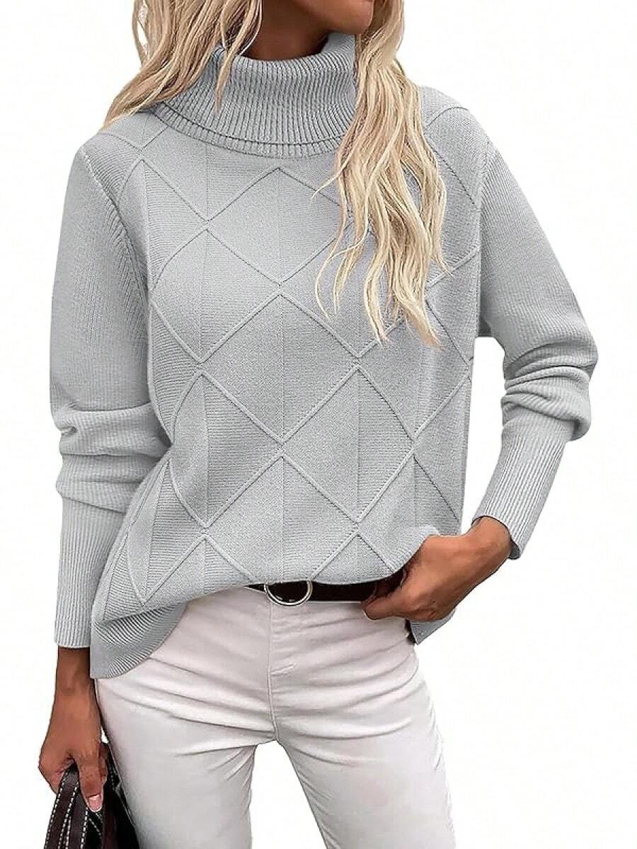 New Bestseller, Women's Long-Sleeved Sweater - Lightweight Pullover Knit Top - Xám - Xem 1