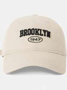 1 Pieza Gorra de béisbol con estilo lavado 1947 y bordado 3D de letras - Brooklyn para mujer, gorra de sol vintage, sombrero de sol ajustable para exteriores, estilo Y2K para hombre