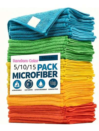 10/20/30 Pieces/Pack Multi-Color Cleaning Microfiber Towel Set - Various Quantities To Choose From, Kitchen, Bathroom, Home, Housewares