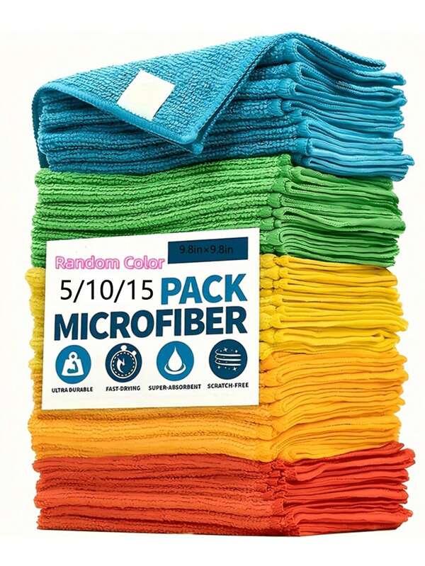 10/20/30 Pieces/Pack Multi-Color Cleaning Microfiber Towel Set - Various Quantities To Choose From, Kitchen, Bathroom, Home, Housewares