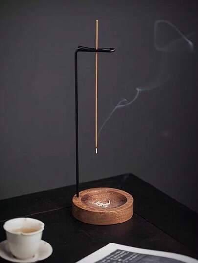 一套悬挂式香炉，带底座，可放置香棒，禅意室内家居装饰木质摆件（不含香），现代创意香薰器，适用于居家祈祷、家居装饰、办公室装饰，可用作节日礼物、返校礼物、纪念品或客厅装饰、女友礼物、生日和毕业礼物。