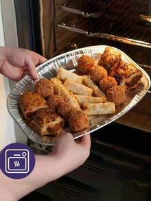 5/10pcs Silver Oval Aluminum Foil Baking Trays, Suitable For Air Fryer, Grill, Oven, Barbecue, All Seasons, Air Fryer Accessories, Easy To Clean, Multi-Functional Cooking Tray, Small/Medium/Large Size Available, Can Be Used For Heating, Storage, Outdoor Barbecue, Birthday Party, Wedding, Takeout, Practical Gift For Friends And Family - Multicolor - View 6