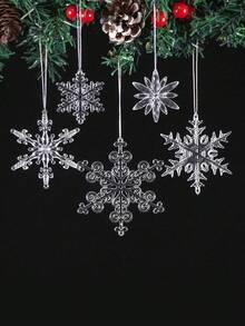 10 piezas Colgante con tema navideño de copos de nieve a rayas, cinco formas diferentes de copos de nieve, copos de nieve de piña, copos de nieve con forma de corazón, etc. y otros, bolsa de decoración para regalo de fiesta de Navidad, Feliz Navidad, suministros de decoración para celebración navideña, elementos de invierno navideño, decoraciones de árbol de Navidad, fiesta de Navidad, decoraciones navideñas, regalos de Navidad, recuerdos de fiesta