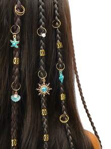 45 chiếc phụ kiện tóc tết kiểu Baroque họa tiết biển cho mùa hè, trang sức cho các buổi khiêu vũ và tiệc tùng, lễ hội âm nhạc - Vàng - Xem 1