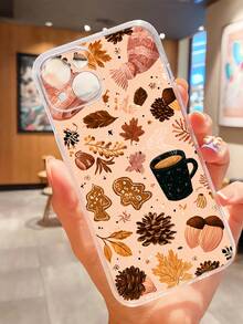 1pc Autumn Leaf, Gingerbread Man, Nut Pattern UV Printed Phone Case Compatible With IPhone 16/16Plus/16Pro/16ProMax, 13/13Pro/13ProMax, 12/12Pro/12ProMax, 11/11Pro/11Pro Max, 7/8, X/XS, S25/S24/S23 And Compatible With Samsung,International Version, Not The Domestic Version - Clear - View 2