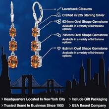 Gem Stone King 3-Stone Leverback Drop Dangle Earrings Women |   925 Sterling Silver |   Gemstone Birthstone |   Oval 8X6MM 7X5MM And 6X4MM |   Fine Jewelry Gifts Her Mom Women Wife - 狂喜神秘黃玉 - 查看 2
