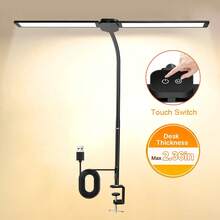 360°灵活鹅颈式LED夹式台灯，USB供电护眼阅读灯，适用于学习和阅读