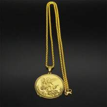 Archangel St.Michael Protect Us Necklace For Women Men Stainless Steel Saint Michae Chain Jewelry NZZZ689S02 - Necklace - View 8
