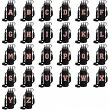 1 件水瓶袋适用于 550ml 750ml 1000ml 1500ml 杯子刺绣字母印花防烫，氯丁橡胶瓶保护架带可调节肩带，适合徒步旅行露营运动水瓶套保温袋斜挎包 - 黑色 - 查看 5