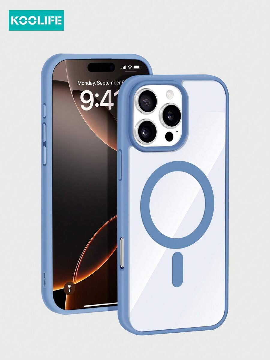 Koolife 1件裝 壓克力磁吸無線充電 2合1 防震薄型手機殼，牛奶糖色 TPU 邊框，適用 18 Pro/18 Pro Max/17 Pro Max/17/17 Pro/17 Air/16/16 Pro Max/16 Pro/15/15 Pro/15 Pro Max/15 Plus/14/13/12/11