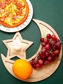 1 pieza Bandeja decorativa de madera artesanal con luna y estrellas, regalo minimalista para festividad - Multicolor - Ver 6