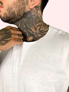 Kit 3 Tank Tops, Stylish Oversized Men's Macho T-Shirt, Bodybuilder, Father's Day - 棕色,白色和黑色 - 查看 6