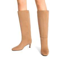 Women's Square Toe Knee-High Boots Kitten Heel Stiletto Boots Comfortable All-Day Wear For Dating  Party Fall Winter - 棕色 - 查看 8