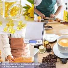 3kg/0.1g Food Scale Precise Grams Kitchen Baking Scale Portable Stainless Steel Surface Easy To Clean Mother's Day Gift - 銀色 - 查看 6