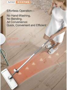 Bodenwischer mit 5 Ersatz-Wischtüchern, automatisch entwässernder Flachmop, Reinigungswerkzeug für Zuhause