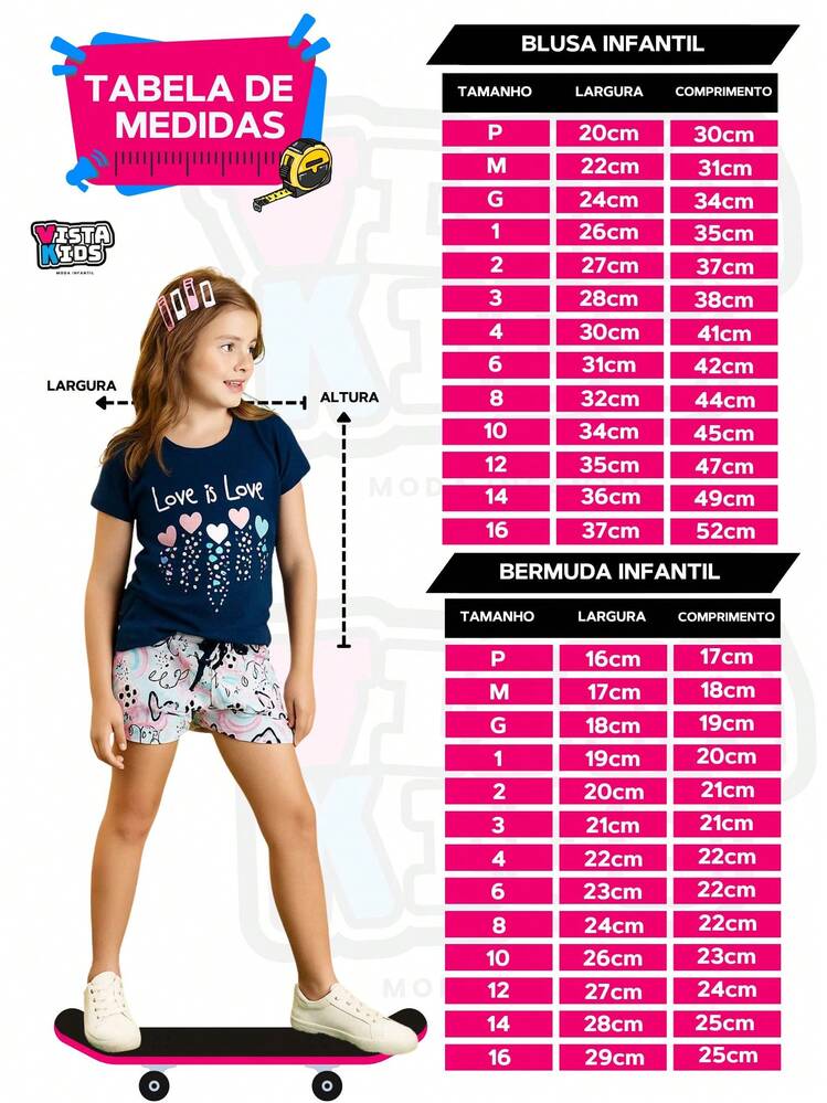 Kit 10 Peças Infantil Menina Juvenil Feminino Conjunto Verão Tamanho P ao 16 5 Camisetas/blusas + 5 Bermudas/Shorts Roupa Criança Pronta Entrega - Multicolorido - Visão 10