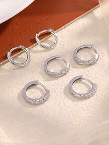 rakol 6件套闪亮优雅铜镀立方氧化锆耳环套装，适合日常佩戴和派对场合 - 款式9 - 查看 10