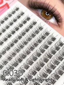 Rikuaild 120 Pcs D Curl DIY Eyelashes - Selected 0.03mm PBT Material Really Fluffy Soft Clusters Lash, Ultra-Light & Wispy Fake Eyelashes Makeup Natural Look Individual Lashes