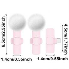 Wireless Lavalier Microphone For Phone IPad TypeC Lapel Mics Plug-Play 2.4G Ultra-Low Delay Built-In Noise Reduction Chip 8H Working Time For Video Recording Interview Podcast Vlog - Pink - View 10