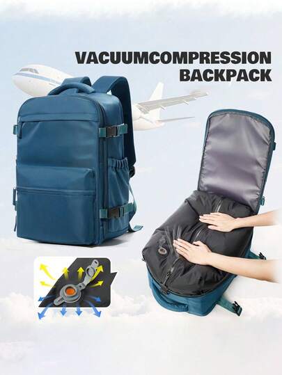 This Vacuum Compression Backpack Is Specially Designed For Travel And Business Trips. It Has A Large Capacity And Can Accommodate A Laptop, Clothes, And More. With Just One Vacuum Button, It Can Save 50% Of The Space. Lightweight And Durable, It's Suitable For Work Use. The 3D Foam Shoulder Strap Design Is Functional, Space-Saving, Adjustable And Non-Slip. Made Of Lightweight And Durable Nylon Material, It Is Foldable, Fade-Resistant, And An Ideal Choice For Students And Casual Outings.