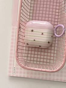 Purple Striped Star Pattern Earphone Case + Hanging Ring Compatible With Apple Pro 2/ Pro/ 4/ 3/ 2 - Mauve Purple - View 2