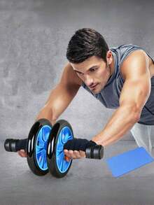 1pc Beginner Ab Wheel, Abdominal Roller Wheel, Silent Fitness Core Trainer, Unisex Home Workout Equipment For Abs Muscle - Blue - View 3