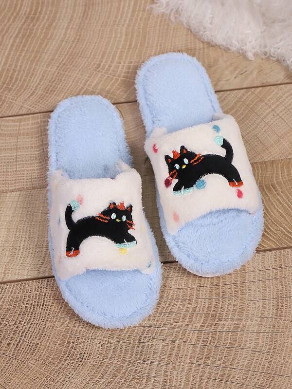 Women's Comfortable Slippers, Fashionable & Minimalist Couple Design, Elegant Furry Cat Plush Slippers, Thick Sole Indoor Home Slippers, Autumn/Winter