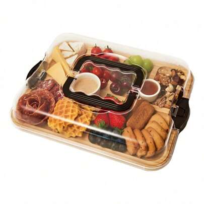 Bamboo Cheese Board, Portable Food Tray, Suitable For Camping, Parties And Restaurants | Appetizer, Charcuterie And Snack Tray, Food Storage Tray, Bamboo Material, Suitable For Restaurants, Kitchens, Outdoors, Christmas