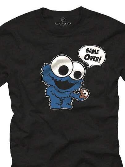 Funny Cookie Monster T-Shirt Game Over Nerd Gifts S-XXXL