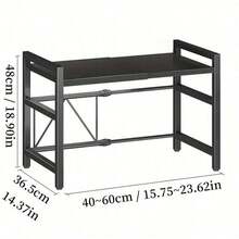 1pc Microwave Oven Rack, Large Capacity Microwave Shelf With 4 Hooks, Moisture And Rust Proof Material Microwave Stand Countertop, Kitchen Countertop Organizer For Storage Seasoning, Spice, Utensils Tableware, Space Saving Kitchen Tools - Multicolor - View 3