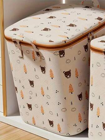 大容量可折叠收纳盒，带提手，适用于卧室和衣柜；可爱图案设计，让家居收纳充满乐趣；编织材质，适合季节更替。