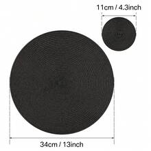 6 Pack Round PP Placemats And Coasters Set - 13.2 Inch Waterproof Non-Slip Table Mats For Dining Decor, Dishwasher Kitchen Tableware - Black - View 8