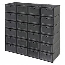 24 Pack Shoe Boxes For Closet Fit Size 9, Stackable Shoe Storage Organizers With Lids Foldable Plastic Sneaker Containers Display Space Saving, 9.1 X 13 X 5.5 Inches(Multicolor) - màu đen - Xem 7