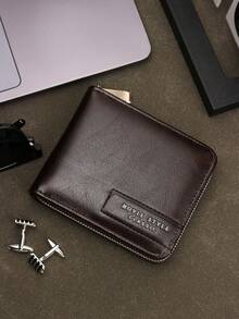 HOVI'S 时尚男士商务真皮钱包，提升您的形象，时尚短款钱包 - 咖啡棕 - 查看 3