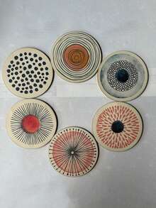 6pcs Summer Fruit Art Coaster Set - Non-Slip, Decorative Placemats For Home, Office And Party. Tabletop Decor, Coasters Suitable For Various Cups, Tabletop Decoration, Home, Restaurant, Tea And Coffee Bar Decor