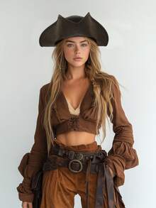 Adult Pirate Hat For Women Colonial Tricon Hat Halloween Costume Accessory - 彩色 - 查看 1