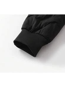 男士连帽休闲抓绒羽绒服，保暖加厚拉链外套，适合日常休闲穿着，冬季 - 黑色 - 查看 8