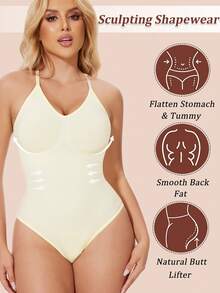 Racerback Women Tummy Control Shapewear Bodysuit Seamless V-Neck Waist Trainer Body Shaper Underwear Slimming Abdomen Compression Jumpsuit Shaping Tank Top Undershirts Spaghetti Strap