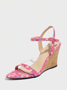 Strap Printed Wedge Sandals, Super High Platform, Open Toe Buckle Strap, Casual Daily High Heels, Sexy Buckle Party Wear